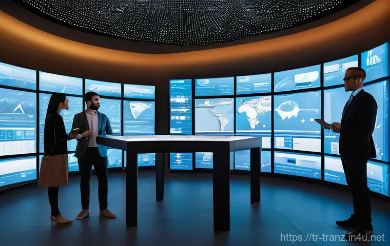 번역사의 글로벌 시장 트렌드 - **Prompt:** A vibrant scene featuring a male translator of Turkish descent, in his early 30s, workin...