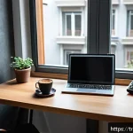 Home 23 번역사 프리랜서로 전환하는 방법 - A professional freelance translator’s modern home office setup in Istanbul, Turkey, featuring a slee...